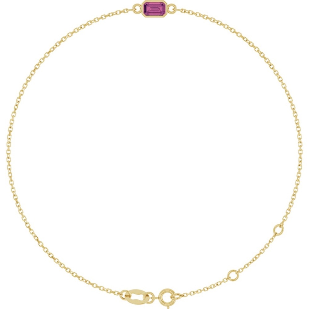 14K Yellow Natural Pink Tourmaline 6 1/2-7 1/2" Bracelet